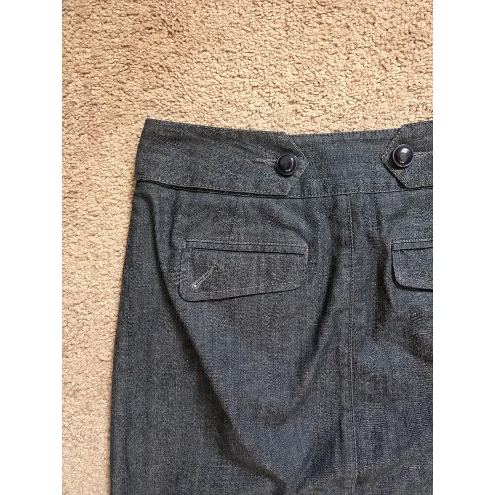 Idra Anthropologie Dark Gray Denim Look Pocket Buttons Mini Skirt, Size 4